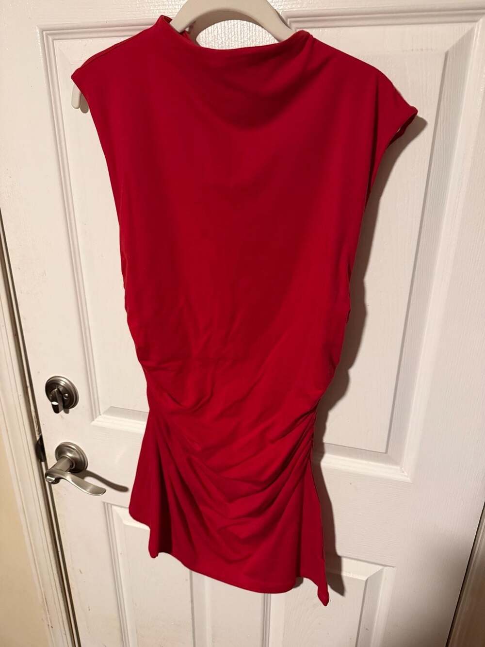 Wild Fable Women's Sleeveless Ruched Mock-Neck Red Dress